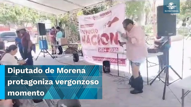 Se le caen los pantalones a diputado de Morena en evento público